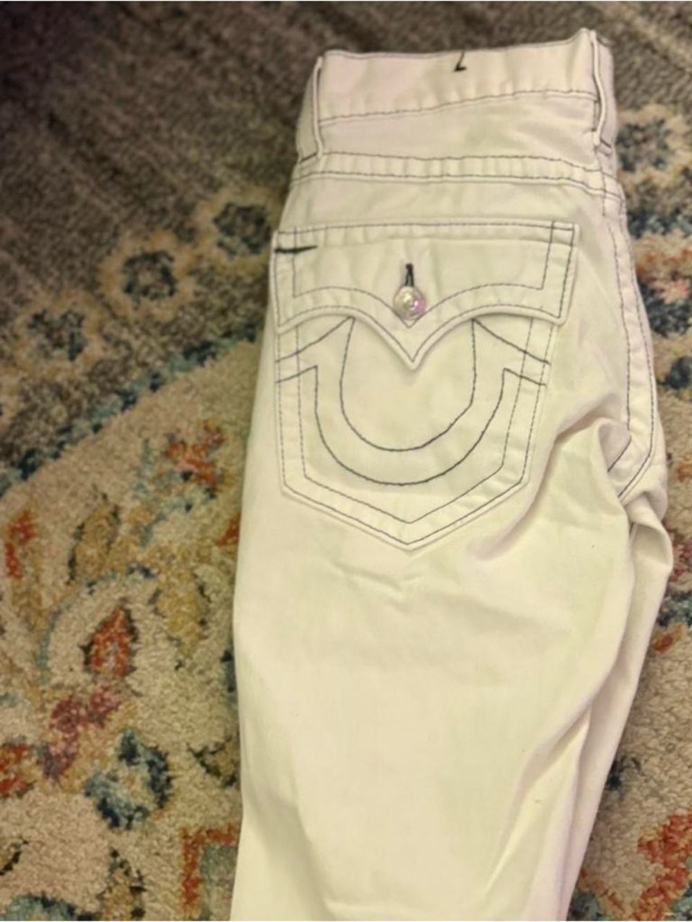 True Religion White Contrast Stitch Jeans (Size 28) - Picture 7 of 7